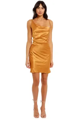 Shona Joy Alma Bias Cowl Mini Dress Tumeric Size 8 for rent on The Volte - image 1