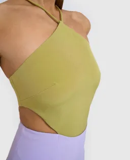 By Johnny The Fresco Halter Maxi Dress Lilac/Green Size 12 for rent on The Volte - image 5