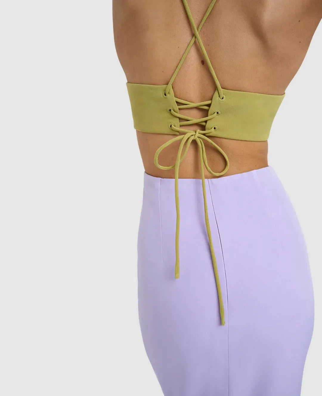 By Johnny The Fresco Halter Maxi Dress Lilac/Green Size 12 for rent on The Volte - main image