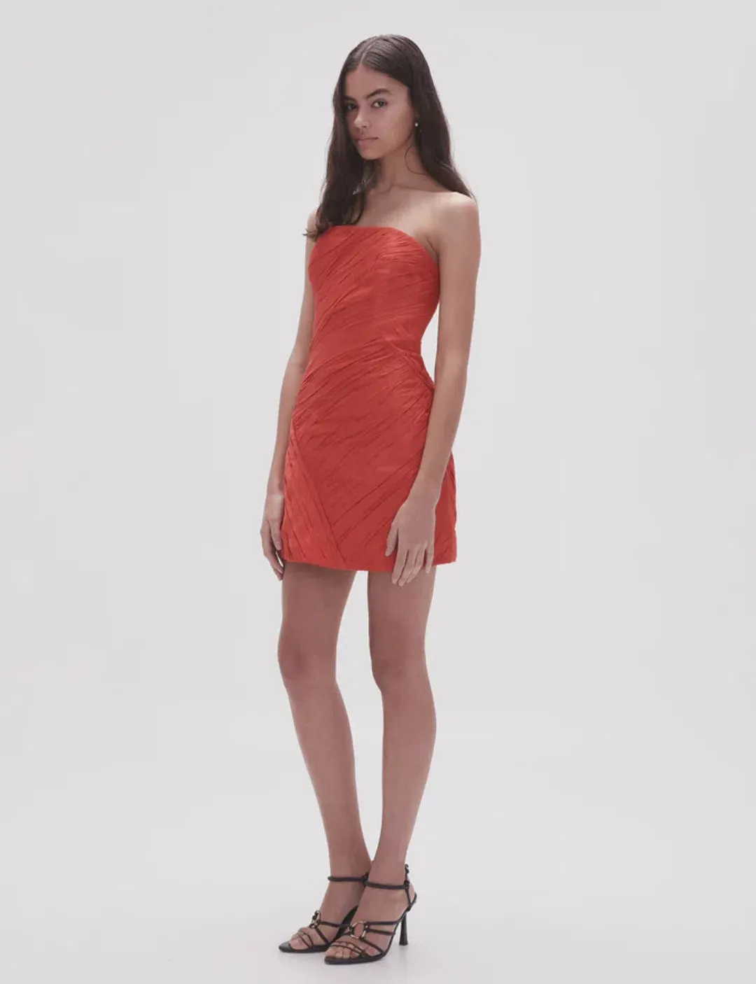 Aje Amina Ruched Red Dress Size 10  for rent on The Volte - main image