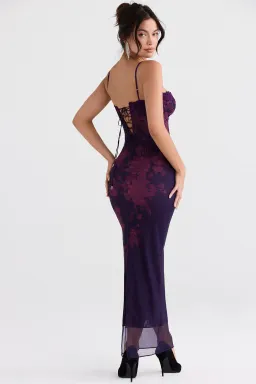 House Of CB Aiza Maxi Dress Grape Floral Size S / AU 8 for rent on The Volte - image 3