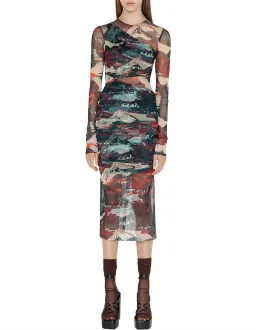 Cue Abstract Landscape Mesh Dress Multi Size AU 12 for rent on The Volte - image 1