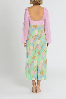 Rixo London Gio Jewel Midi Dress Multi Print Size AU 12 for rent on The Volte - image 3
