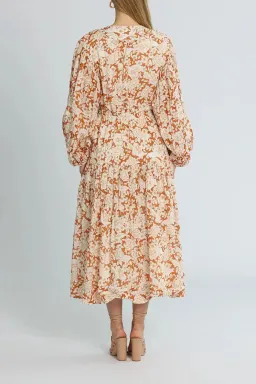 Shona Joy Flor Midi Dress Orange Print Size AU 10 for rent on The Volte - image 2