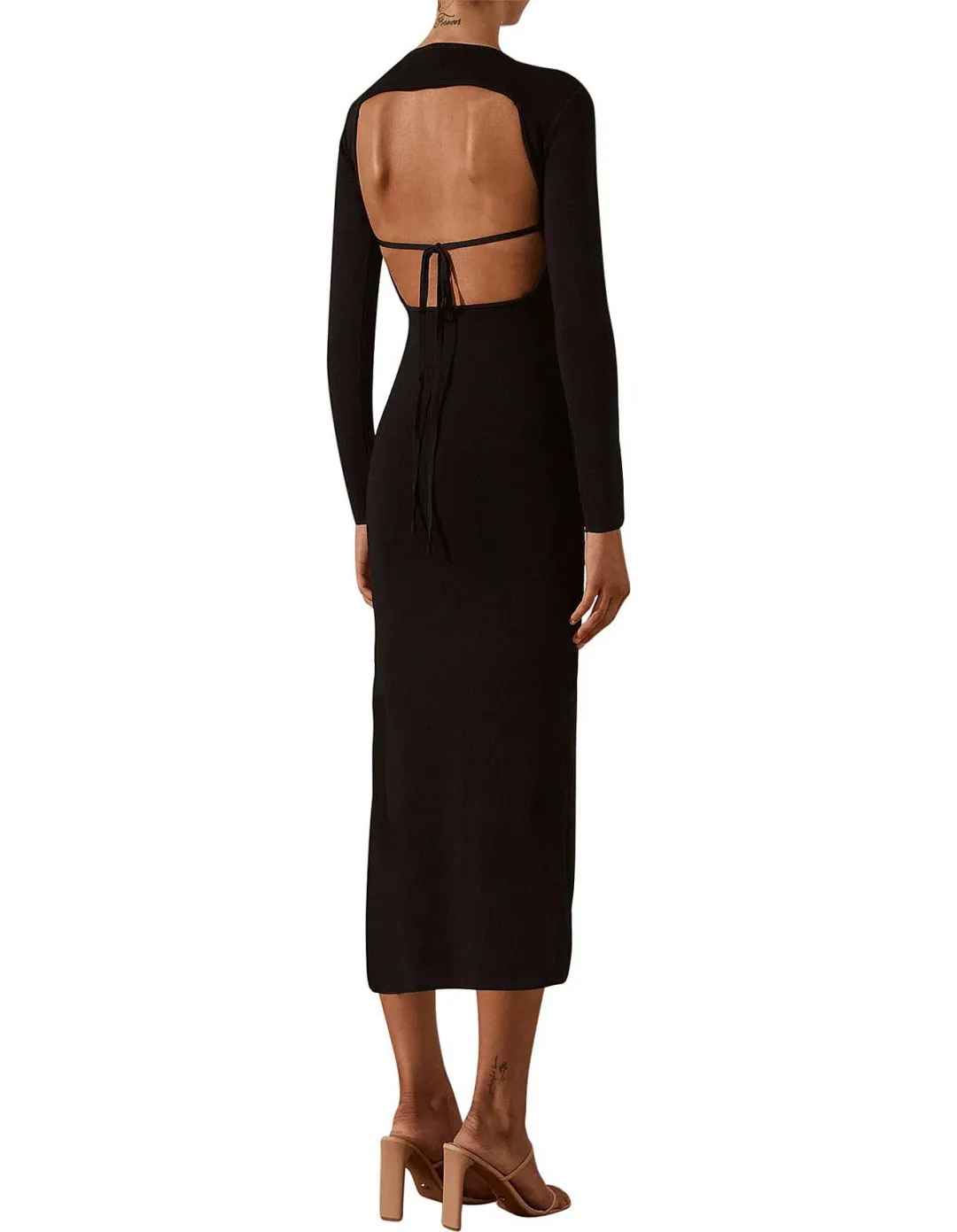 Shona Joy Lyon Long Sleeve Backless Midi Dress Black Size M/Au 12 for rent on The Volte - main image