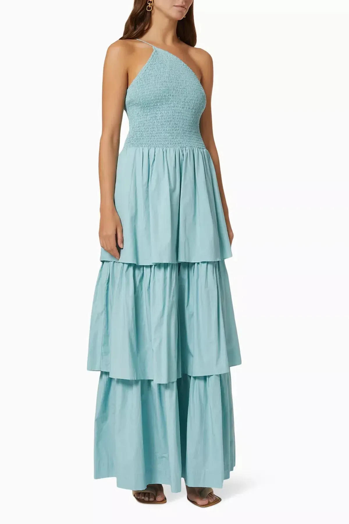 S/W/F One Shoulder Layered Maxi Dress Blue Size L / AU 12 for rent on The Volte - main image