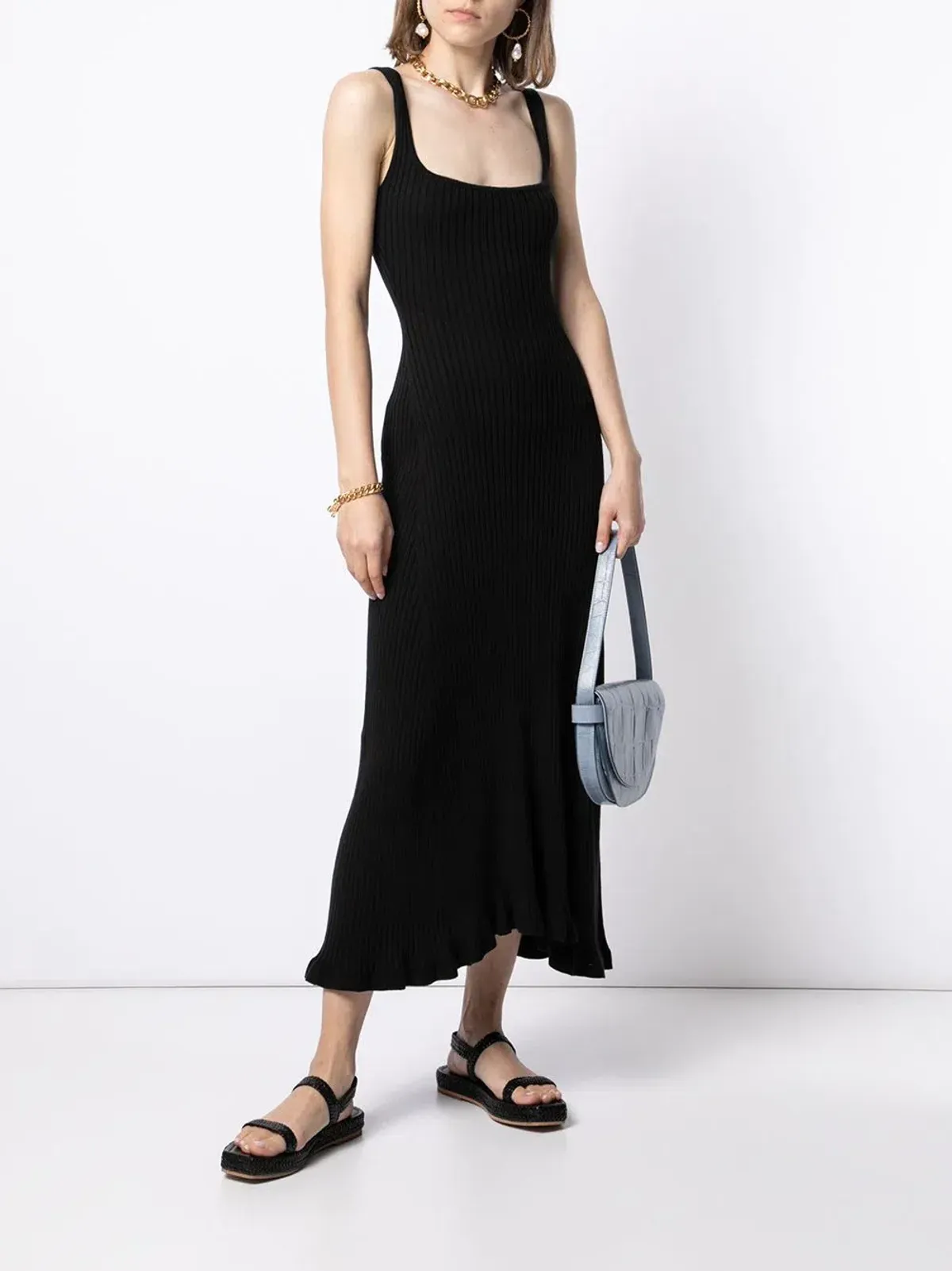 Anna Quan Dido Rib Knit Midi Dress Black Size 8 for rent on The Volte - main image