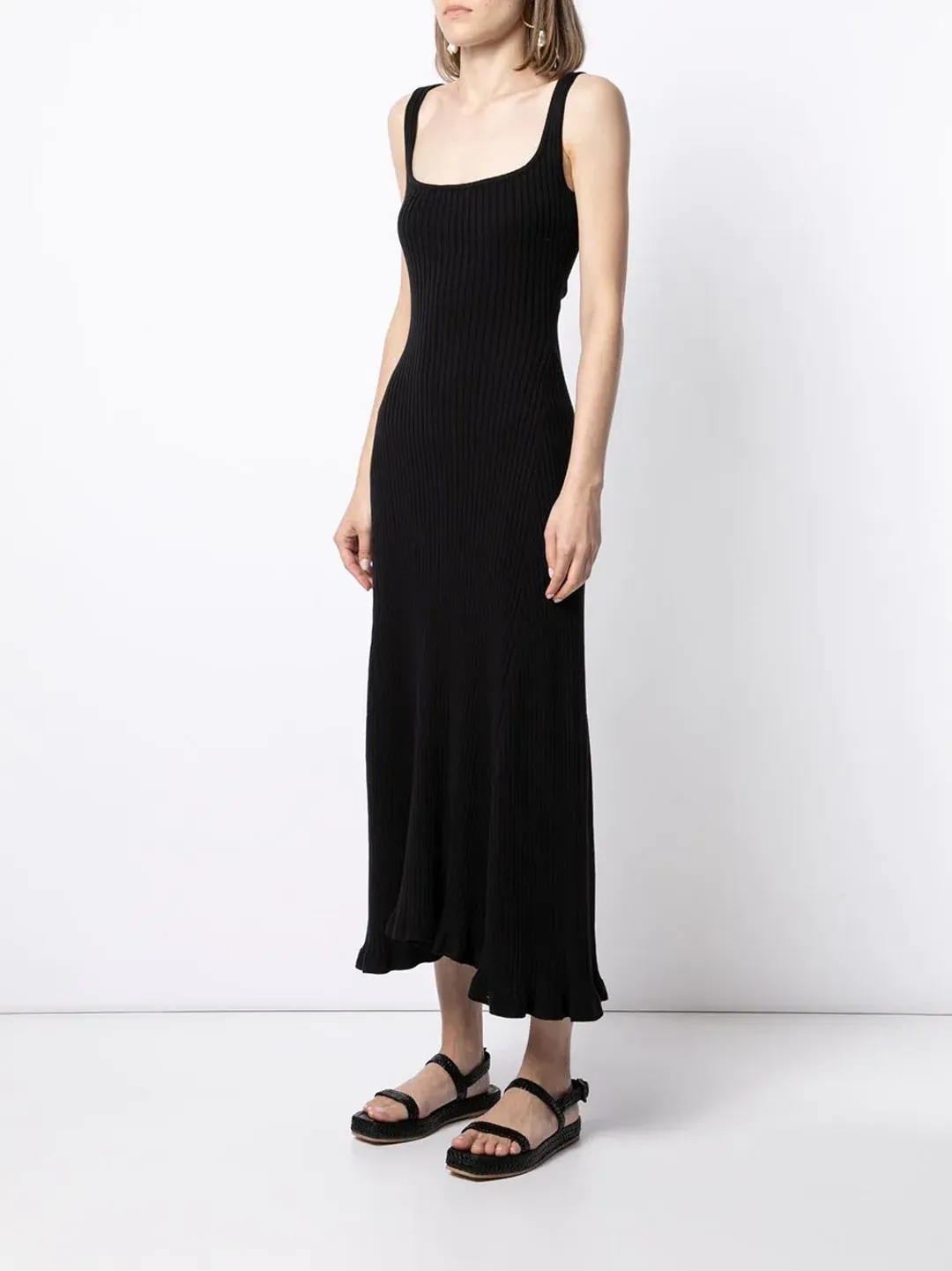 Anna Quan Dido Rib Knit Midi Dress Black Size 8 for rent on The Volte - main image