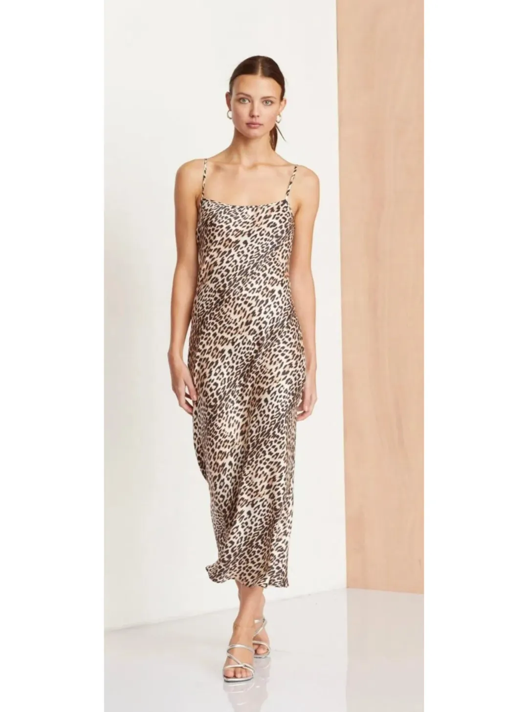 Bec & Bridge Feline Midi Dress Leopard Print Size AU 8 for rent on The Volte - main image