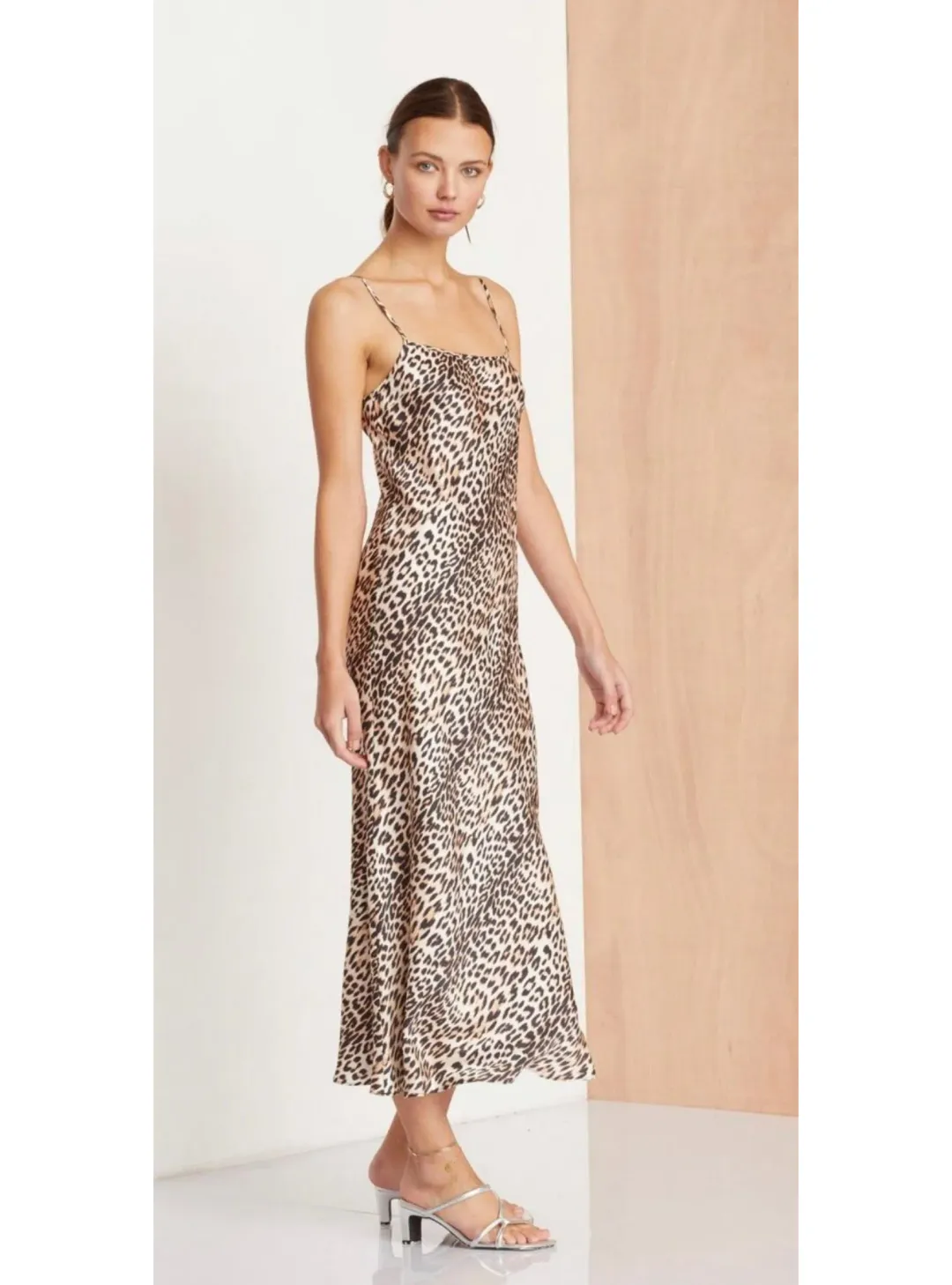 Bec & Bridge Feline Midi Dress Leopard Print Size AU 8 for rent on The Volte - main image