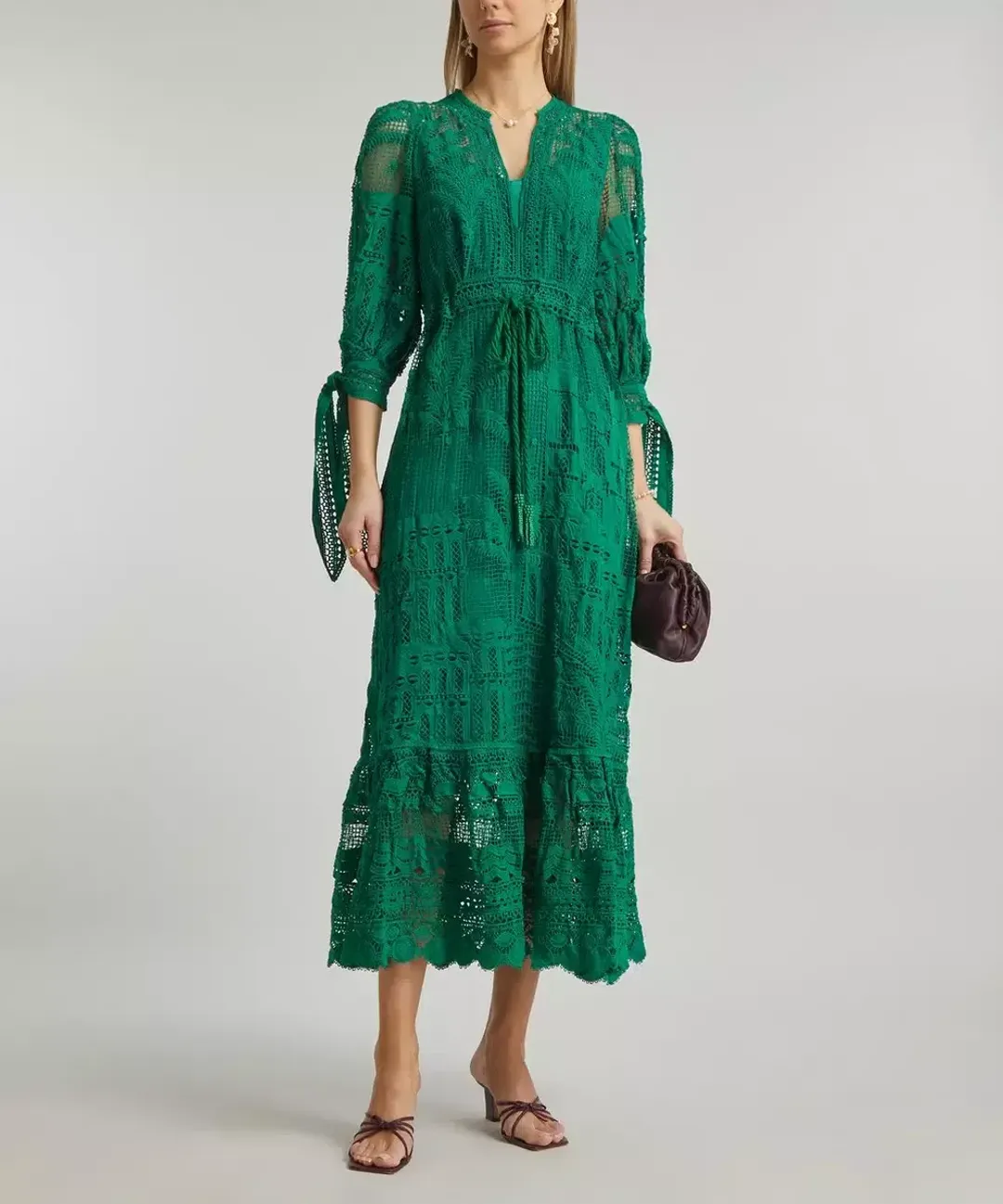 Farm Rio Morada Boa Dress Maxi Dress Green Size 12 for rent on The Volte - main image