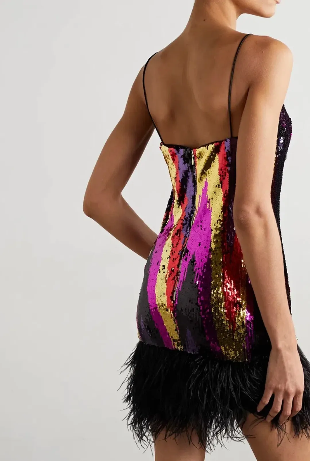 Rebecca Vallance Kaia Feather-Trimmed Sequin Tulle Mini Dress Multi Size 10 for rent on The Volte - main image