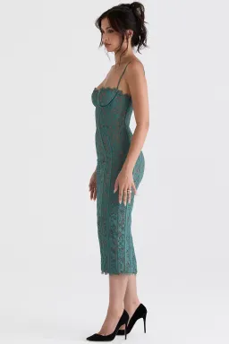 House of CB Joelle Lace Midi Dress Green Size L/Au 12  for rent on The Volte - image 3