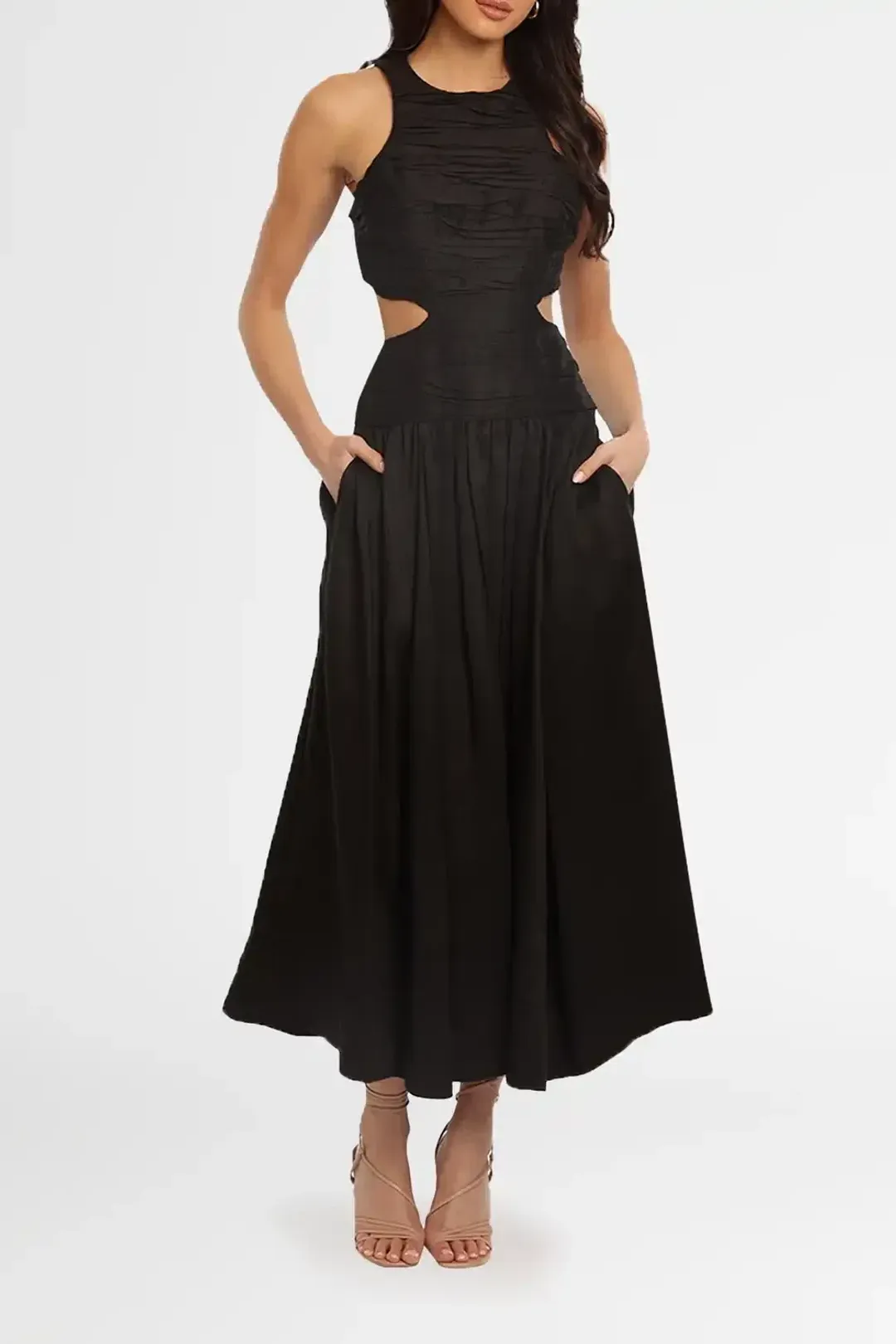 AJE Introspect Midi Dress Black Size 10 for rent on The Volte - main image