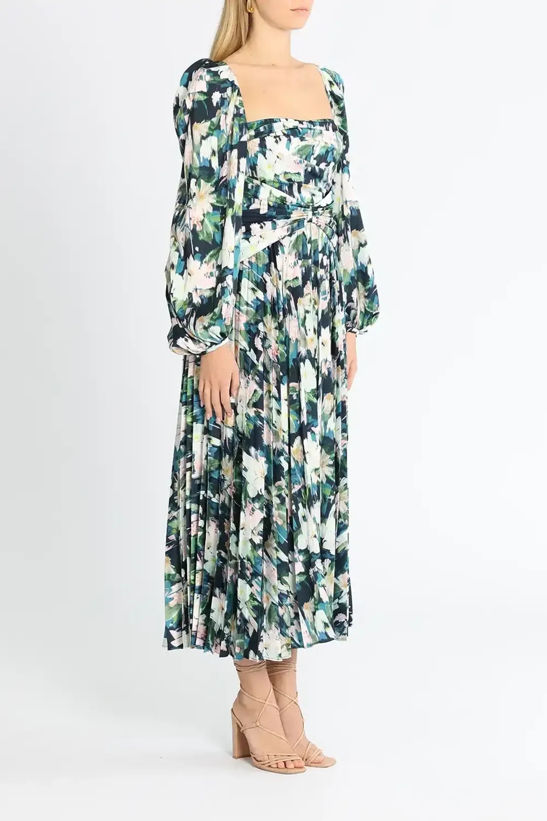 Acler Mattison Dress Navy Posey Blue Multi Print Size 8 for rent on The Volte - main image