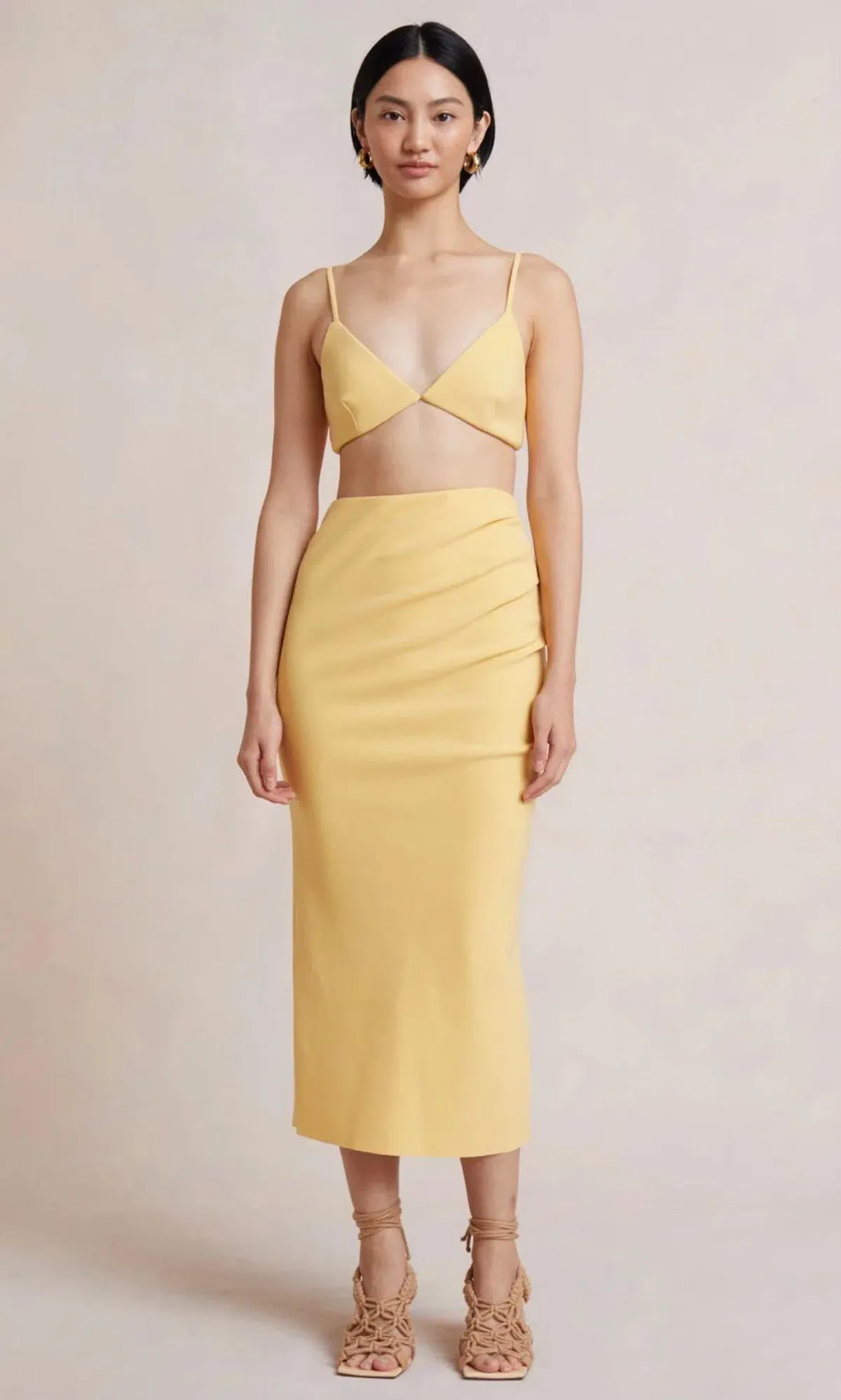 Bec & Bridge  Noa Midi Skirt Yellow Size 12  for rent on The Volte - main image