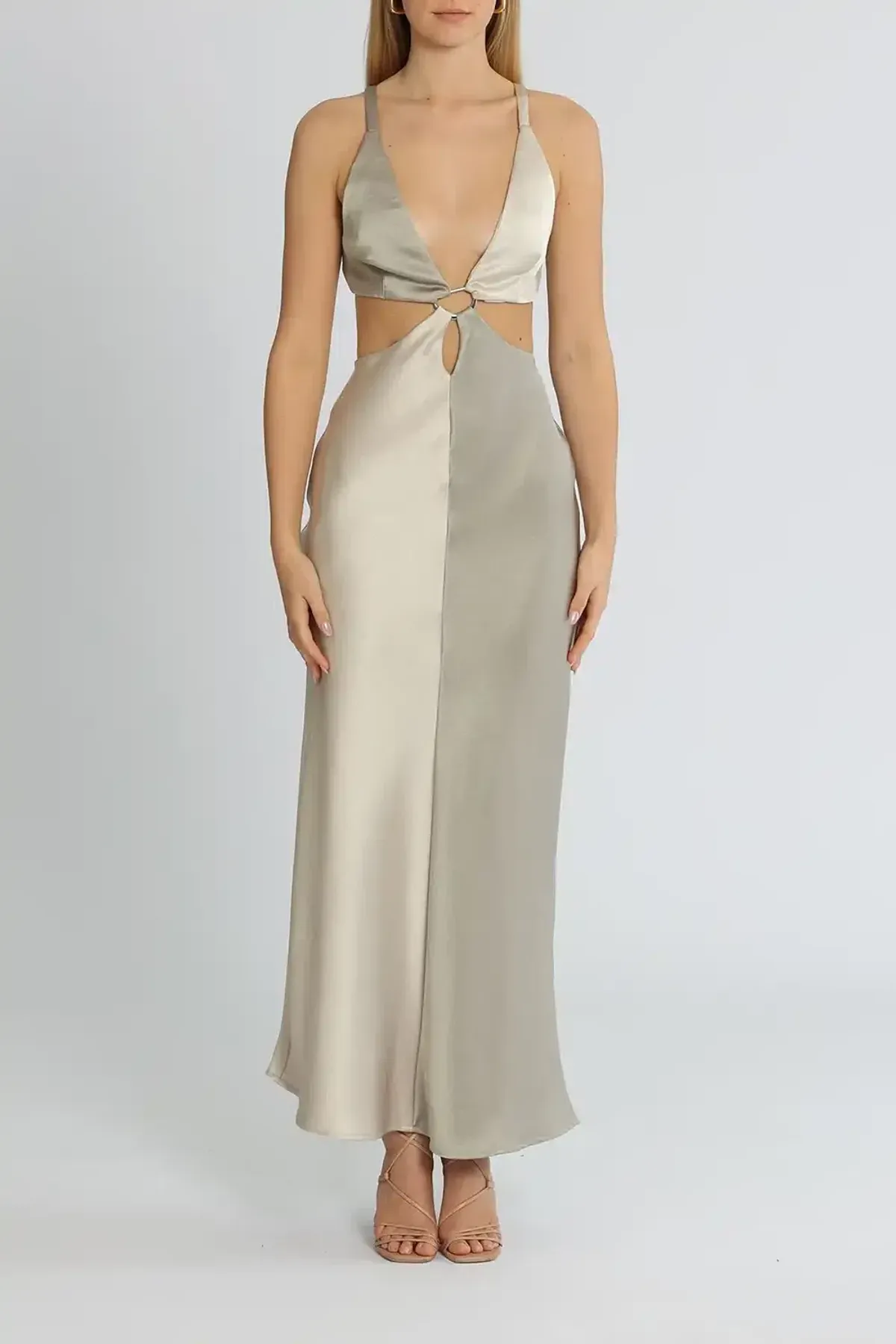 Bec & Bridge Felix Maxi Dress Grey Size 14 for rent on The Volte - main image