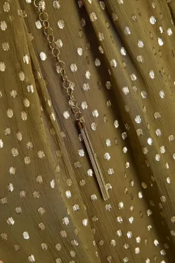 Zimmermann Billow Pussy-bow Metallic Fil Coupé Silk-blend Crepon Midi Dress Green Size AU 10 for rent on The Volte - image 3
