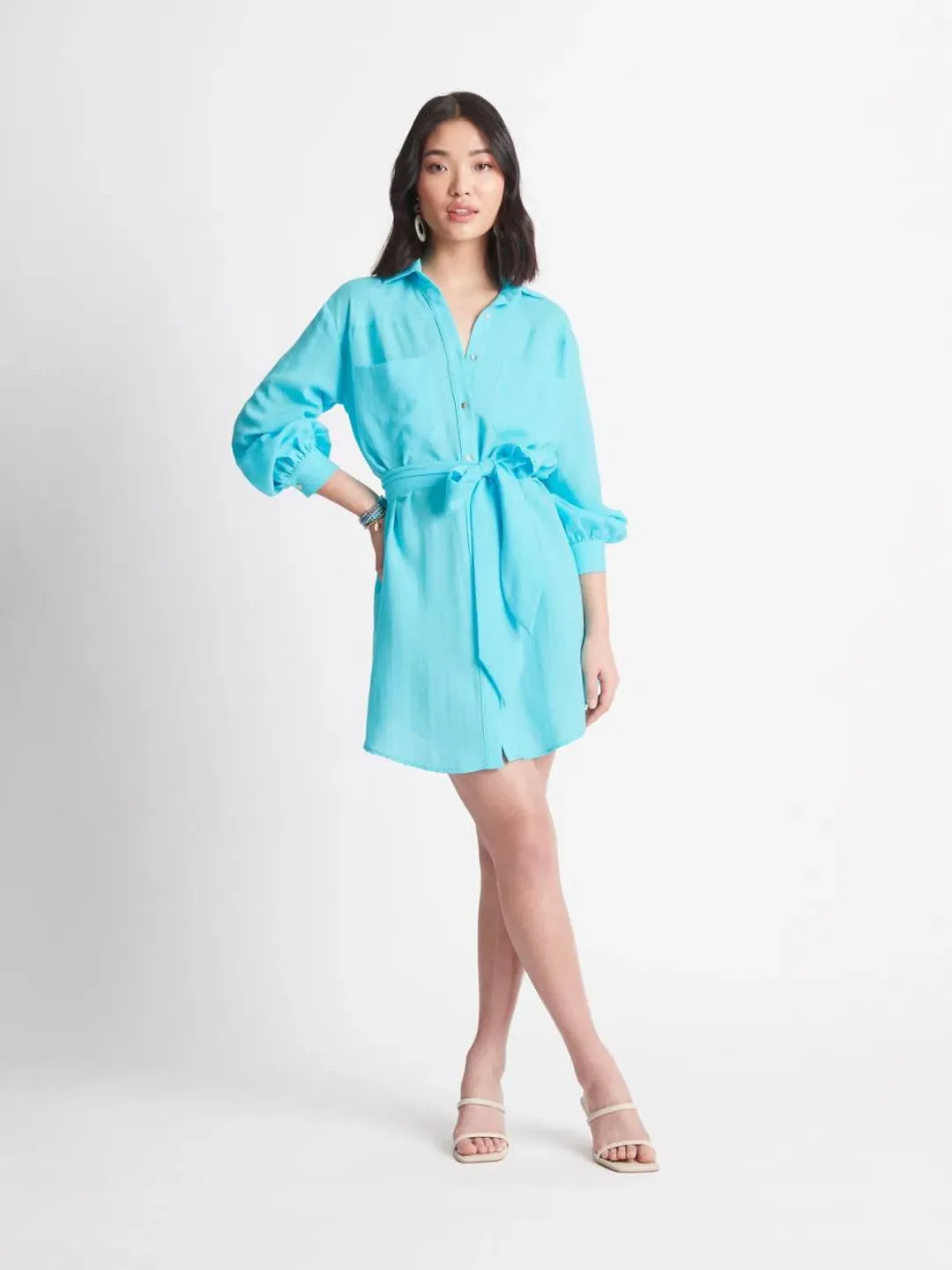 Sheike Envy Shirt Mini Dress Blue Size 14 for rent on The Volte - main image