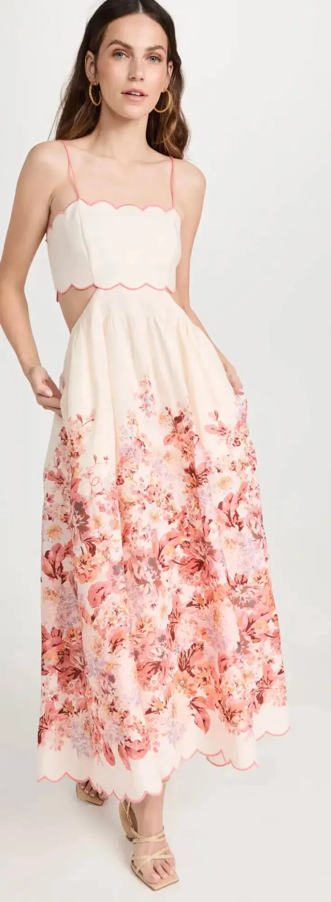 Zimmermann Devi Scallop Midi Dress Floral Size 1 / AU 10 for rent on The Volte - main image