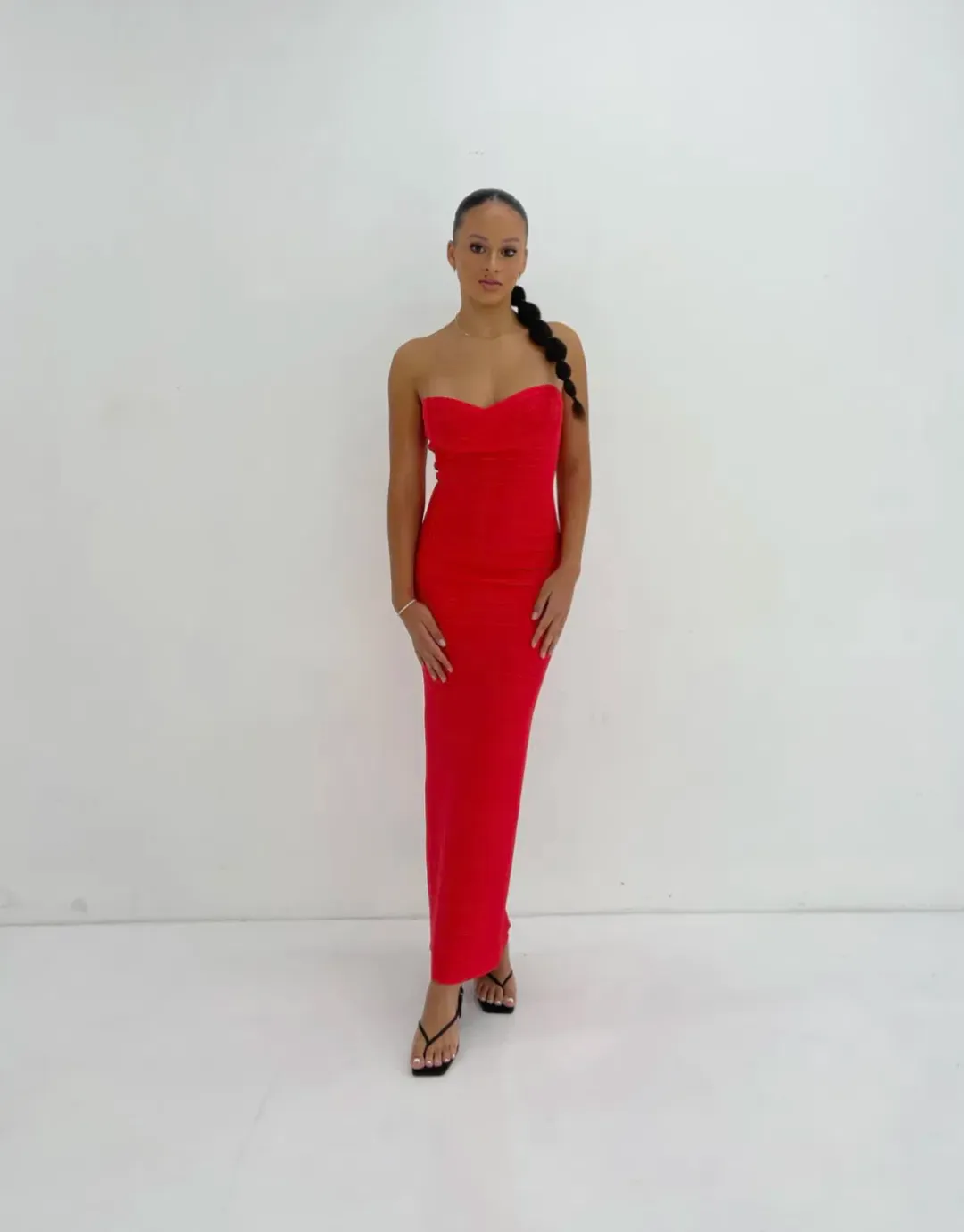 Herve Leger Strapless Gown Red Size S / AU 8 for rent on The Volte - main image