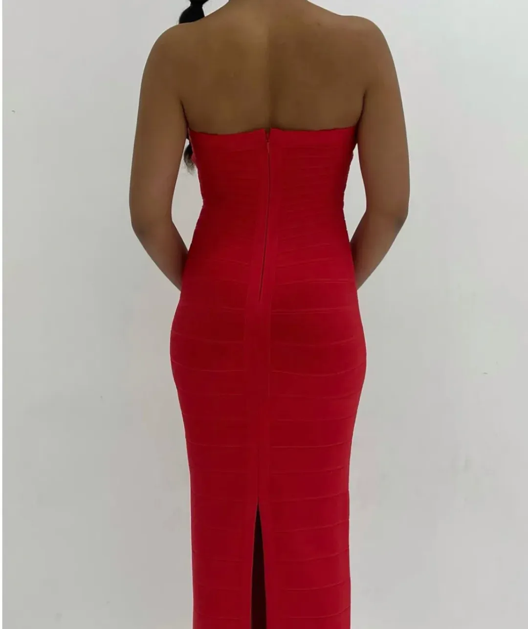 Herve Leger Strapless Gown Red Size S / AU 8 for rent on The Volte - main image
