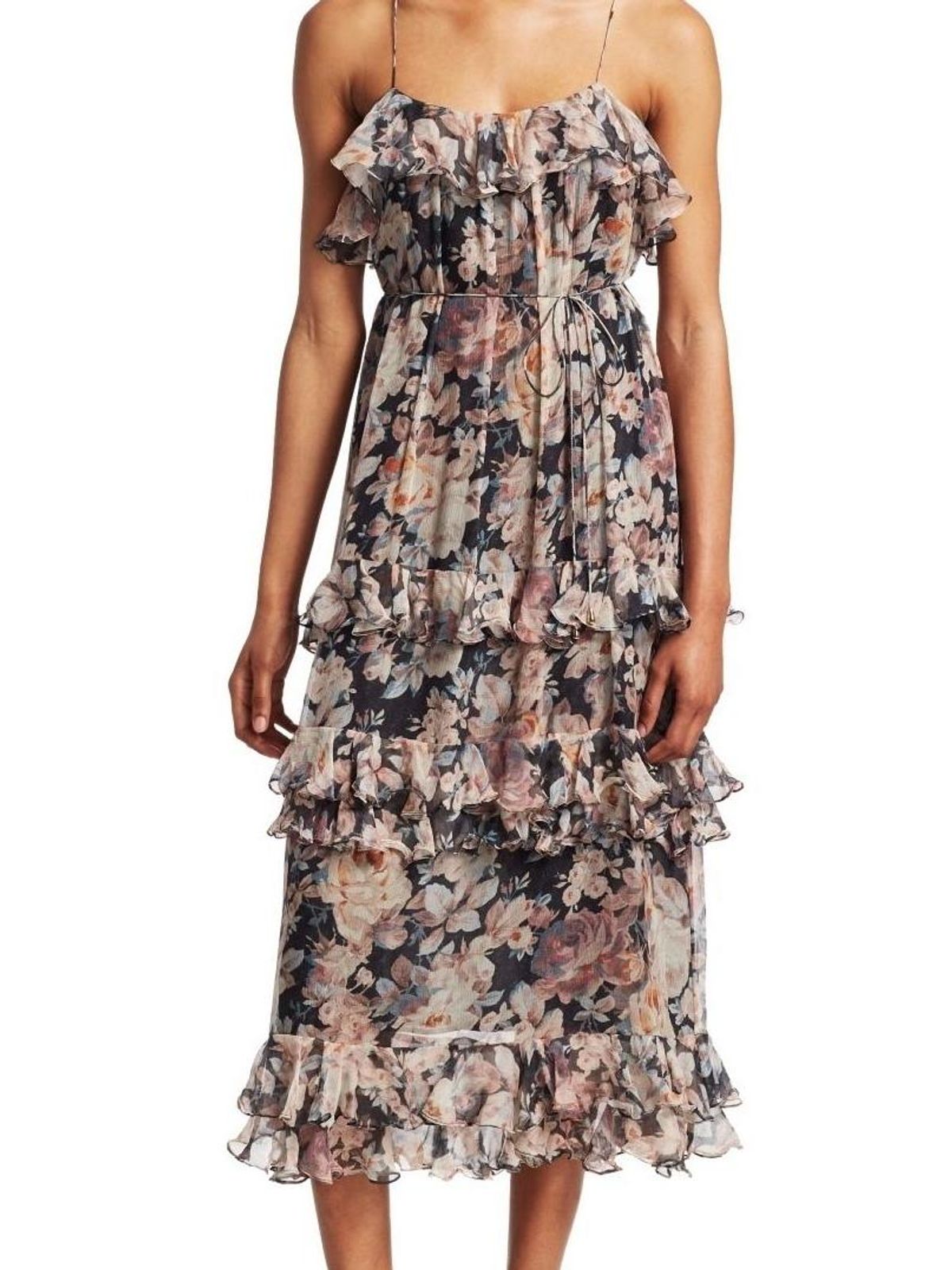 Zimmermann Tempest Frolic Tier Dress Pink Floral Size 8 for rent on The Volte - main image