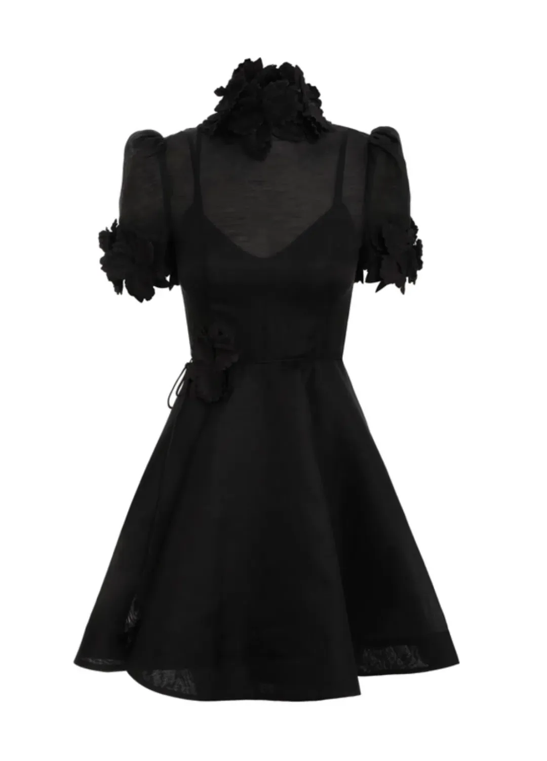 Zimmermann Luminosity Liftoff Flower Mini Dress Black Size 1 / AU 10 for rent on The Volte - main image