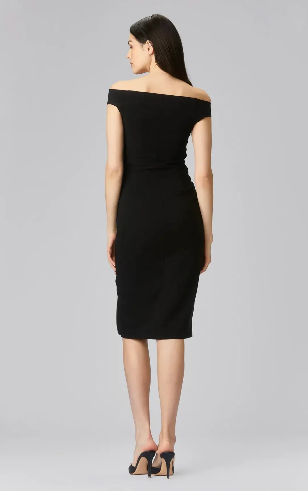 Scanlan Theodore Off Shoulder Crepe Knit Tinsel Dress Black in Size M/AU 10 for rent on The Volte - main image