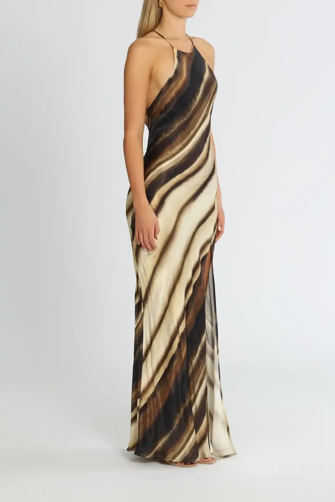 Bec & Bridge Watercolour Maxi Dress Brown/Cream Print Size 12 for rent on The Volte - main image