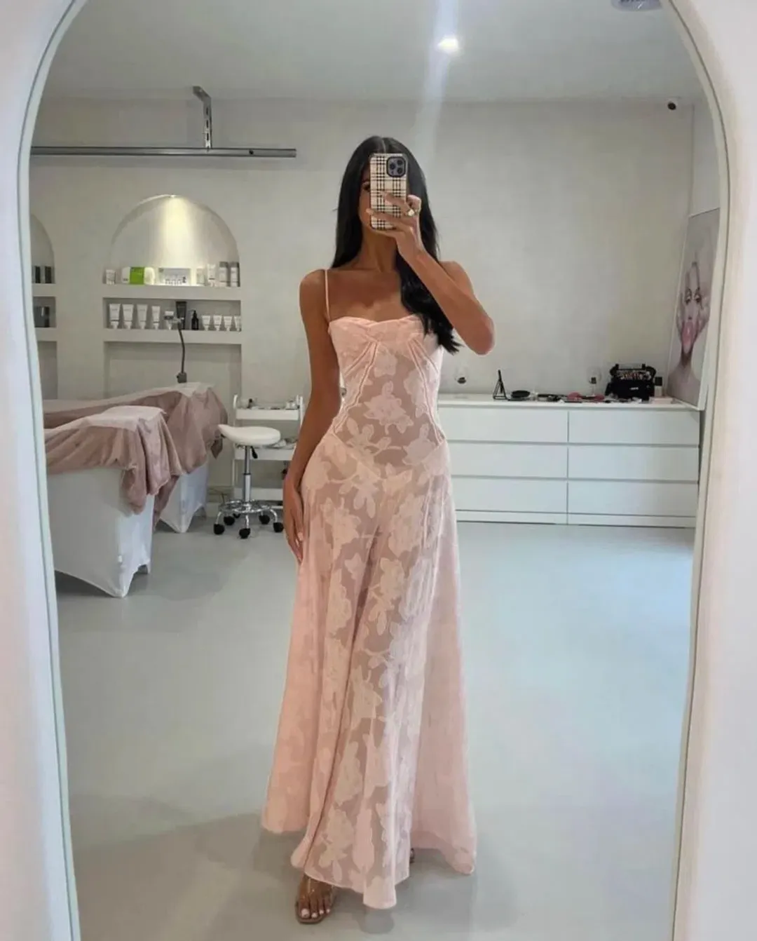 House Of Cb Seren Maxi Dress Soft Pink Size 8 for rent on The Volte - main image