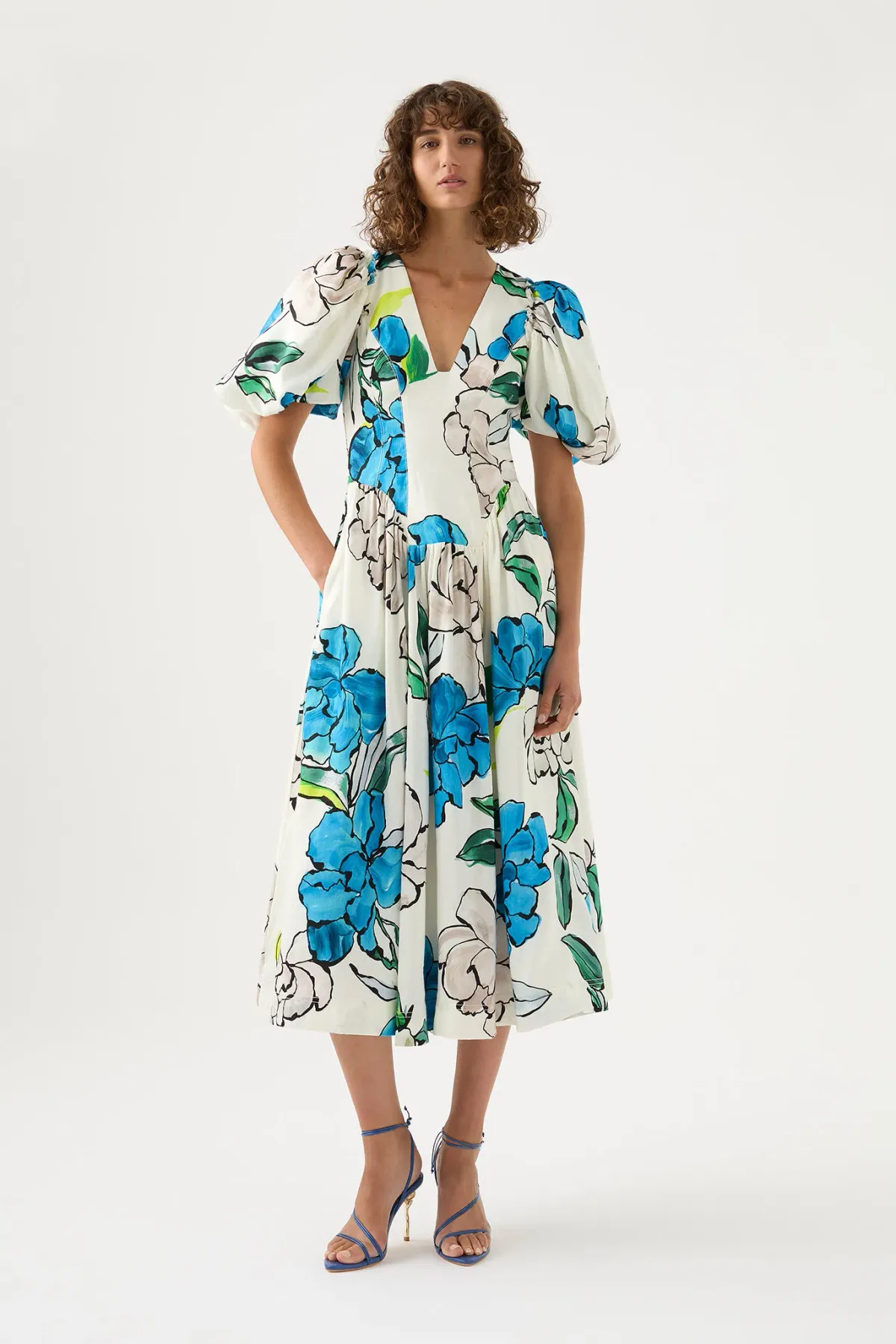 AJE Pedestal Corseted Midi Dress Cool Camellia  Size 8  for rent on The Volte - main image