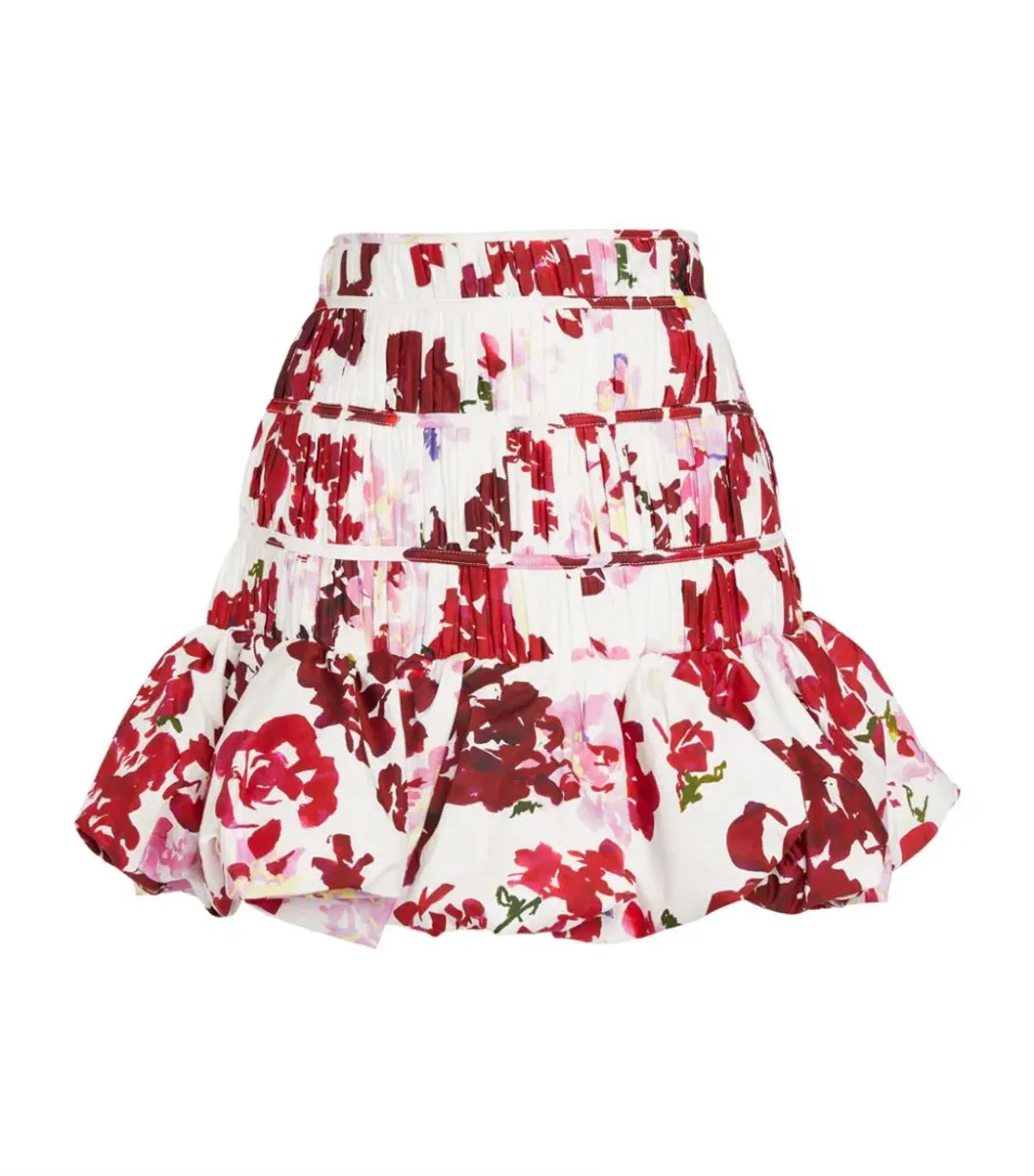 Aje Margot Bubble Frill Top and La Vie Bubble Mini Skirt Set Roses Of Provence Print  Size 6 for rent on The Volte - main image