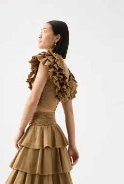 AJE  Rhythmic Frill Bodice Size 12 & Eleni Tiered Maxi Skirt Size 8 Set Willow  for rent on The Volte - image 2