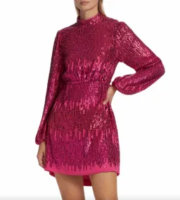 Rixo London Lara Sequined Mini Dress Hot Pink Size 10 for rent on The Volte - image 2