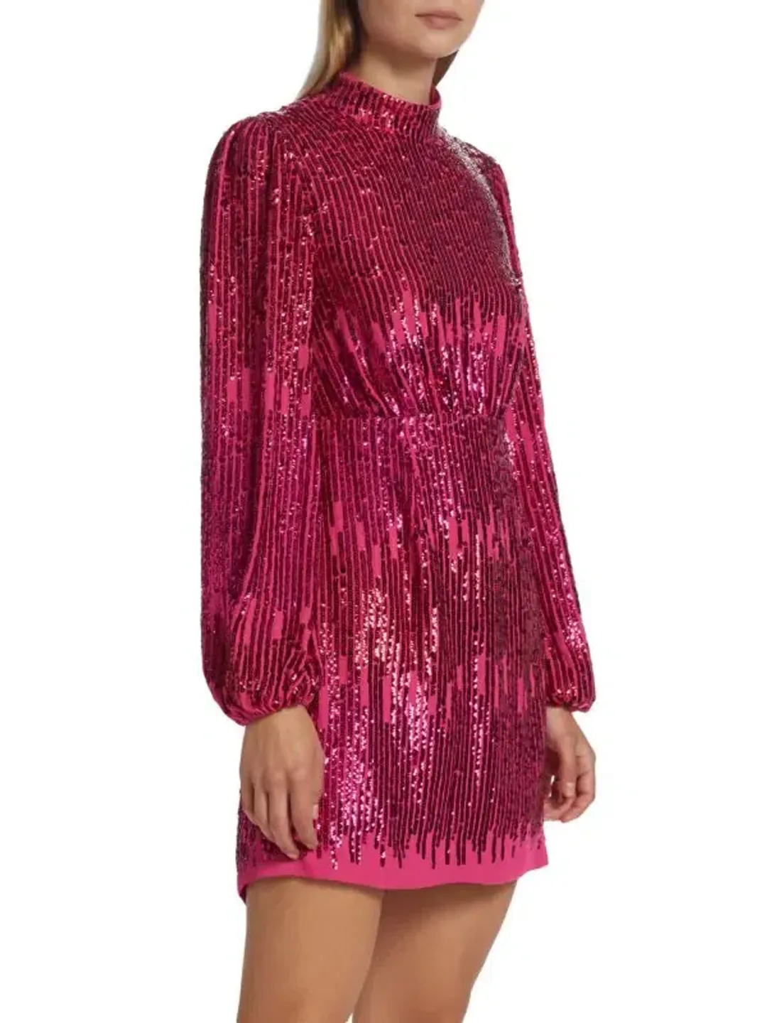 Rixo London Lara Sequined Mini Dress Hot Pink Size 10 for rent on The Volte - main image