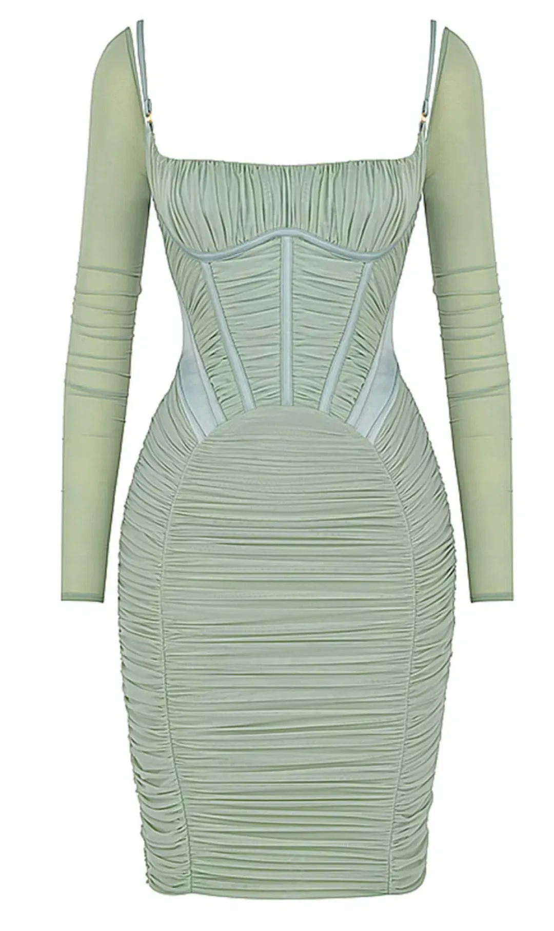 House Of CB Freyja Gathered Corset Dress Green Size XS / AU 6 for rent on The Volte - main image
