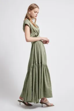 Aje Midi Reflection Dress In Oakmoss Size AU 6 for rent on The Volte - image 2