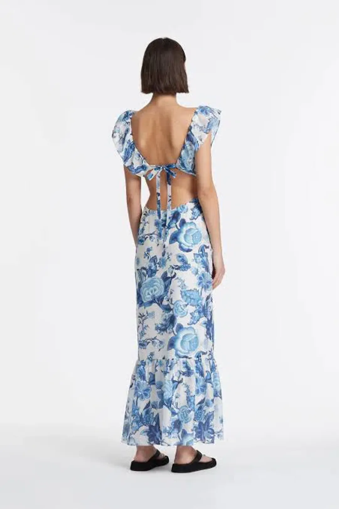 Sir the Label Amaris Frill Midi Dress Print Size 0 / AU 6 for rent on The Volte - main image