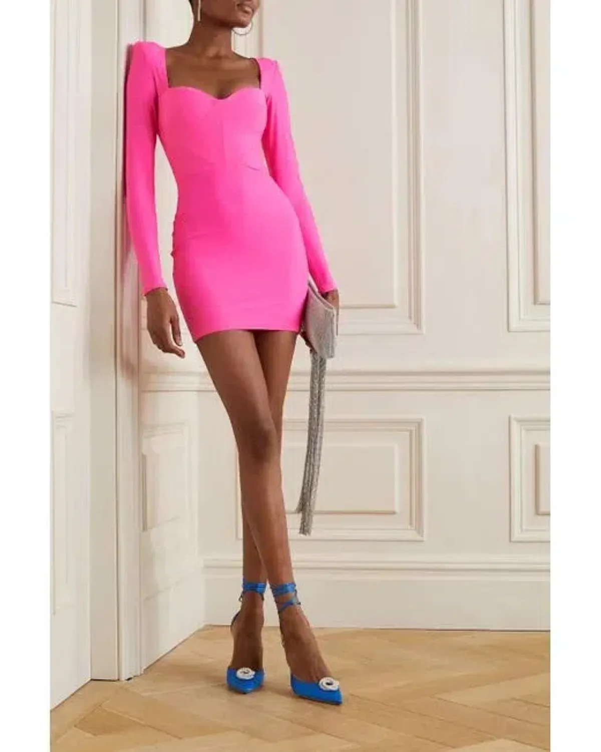 Alex Perry Howell Stretch Jersey Mini Pink Neon Dress Size AU 6 for rent on The Volte - main image