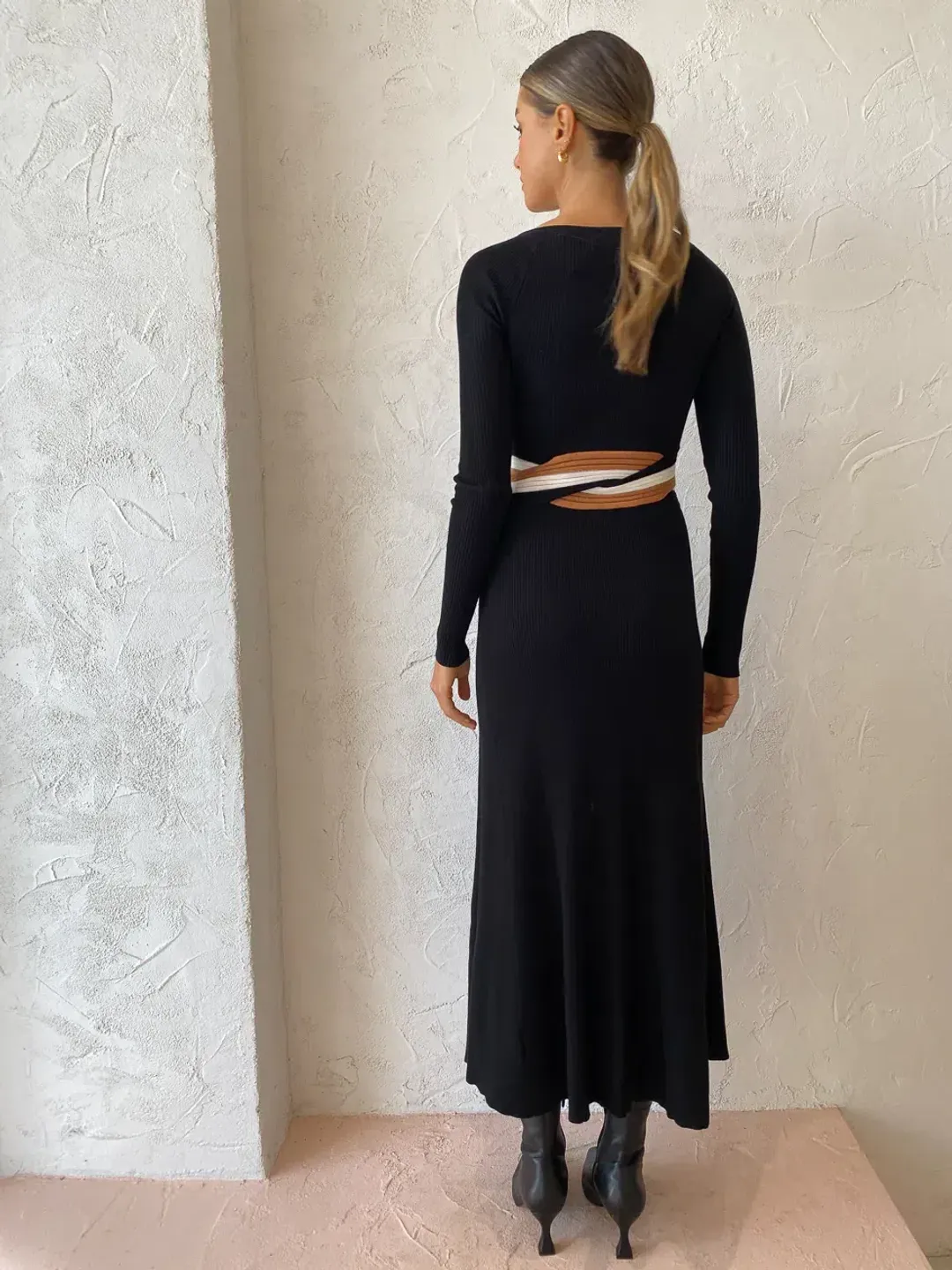 Sovere Studios Inertia Knit Midi Dress Black Size 10 for rent on The Volte - main image
