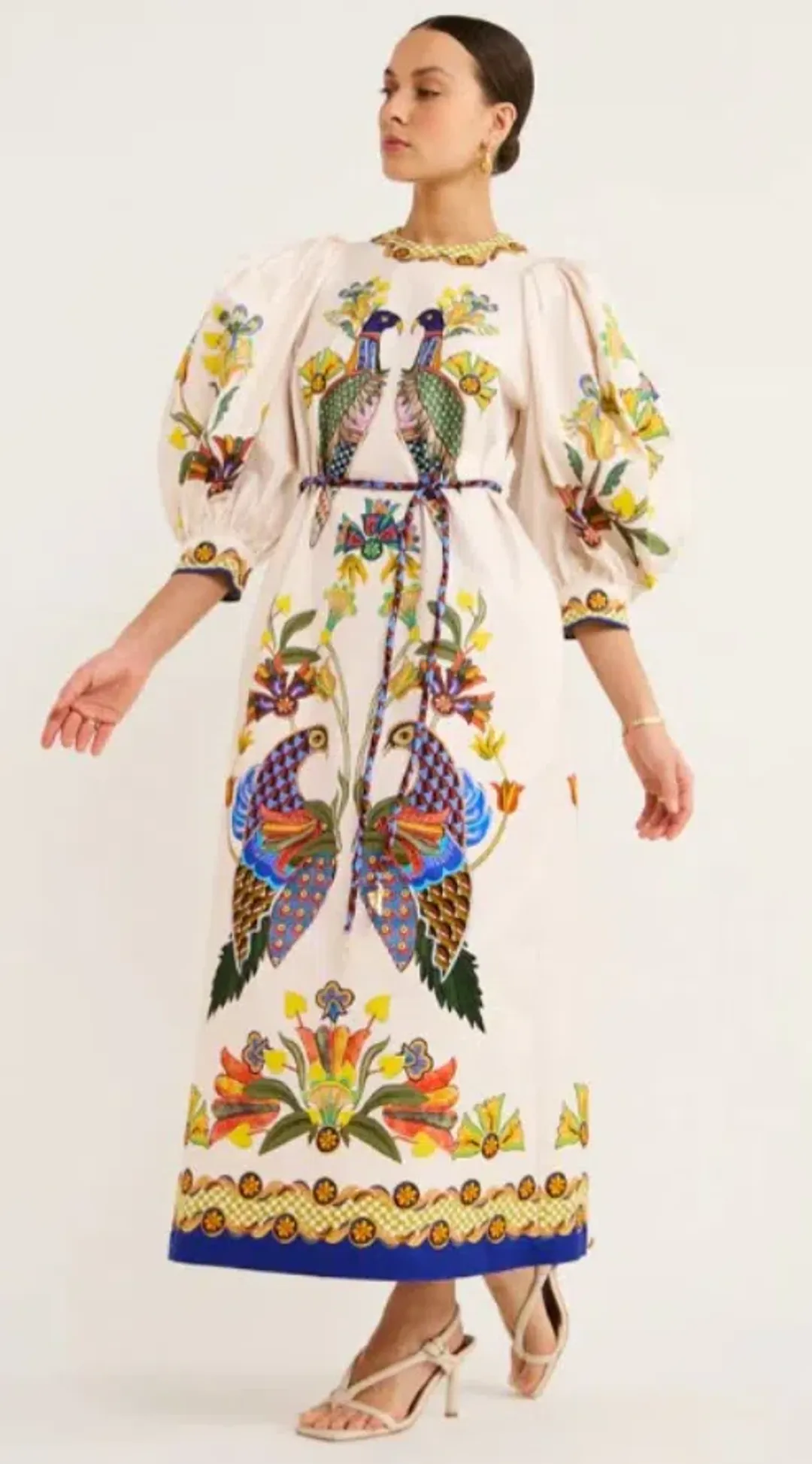 Alemais Effie Puff Sleeve Midi Dress Print Size 8 for rent on The Volte - main image