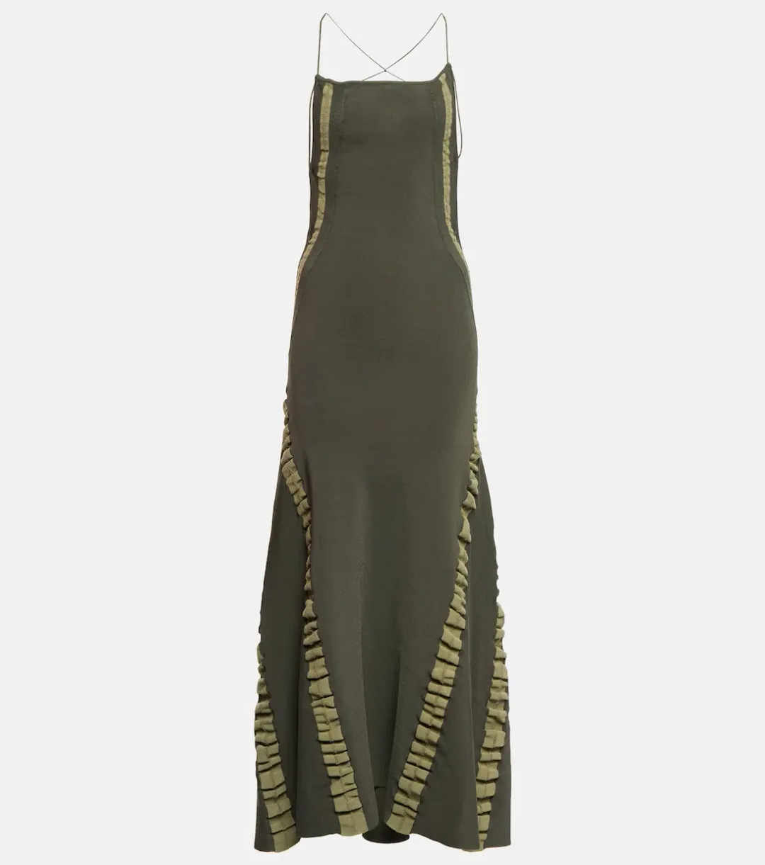 Jacquemus Maille Slip Maxi Dress Green Size 8 for rent on The Volte - main image