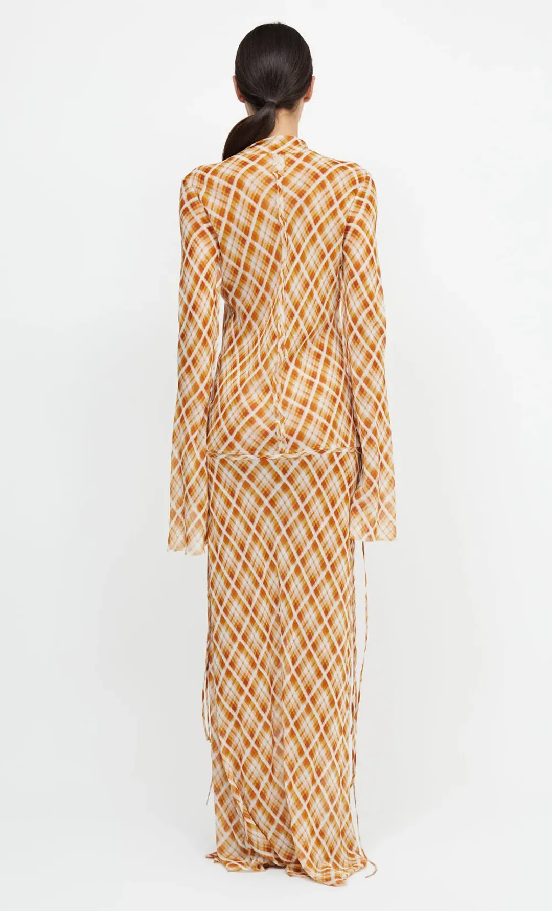 Bec & Bridge Sunflower Check Long Sleeve Maxi Dress Print Size 6 for rent on The Volte - main image