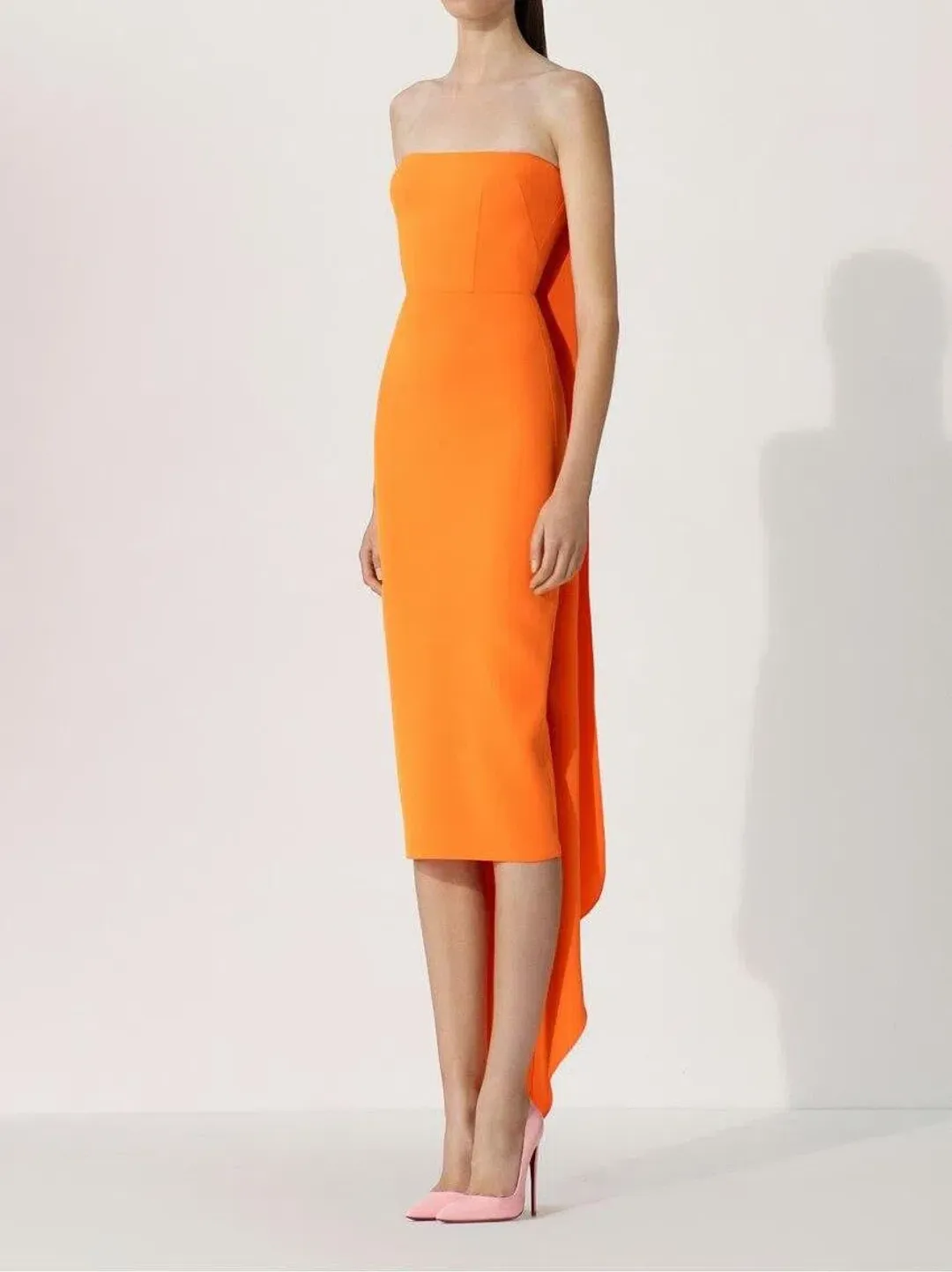Alex Perry Hall Midi Dress in Orange Size 4 for rent on The Volte - main image