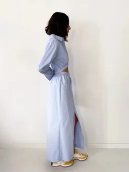 Sir the Label Ilkin Deconstructed Shirt Dress in Ice Blue Size 1/Au 8 for rent on The Volte - image 2
