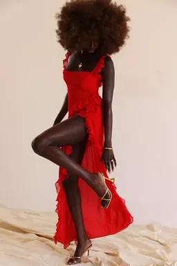 House Of CB Ariela Ruffle Maxi Dress Red Size S / 8 for rent on The Volte - image 7