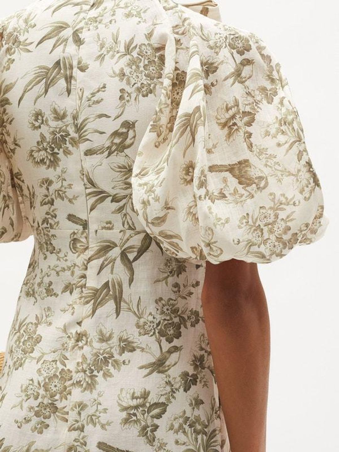Zimmermann Puff-sleeve bird-print linen mini dress Size 3 for rent on The Volte - main image
