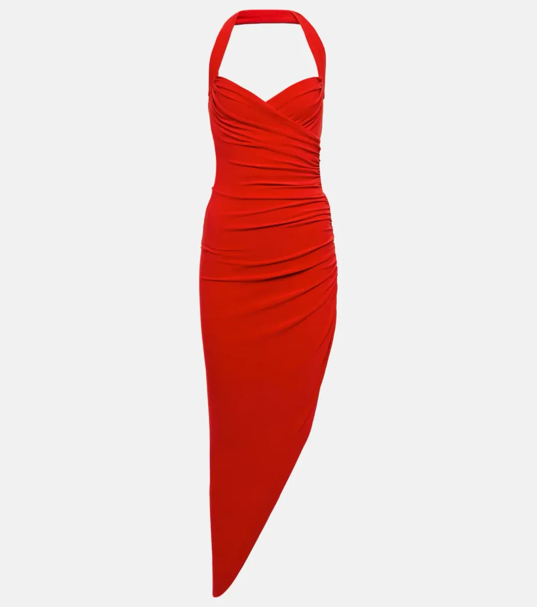 Norma Kamali Cayla Halterneck Ruched Midi Dress Red Size XS / AU 6 for rent on The Volte - main image