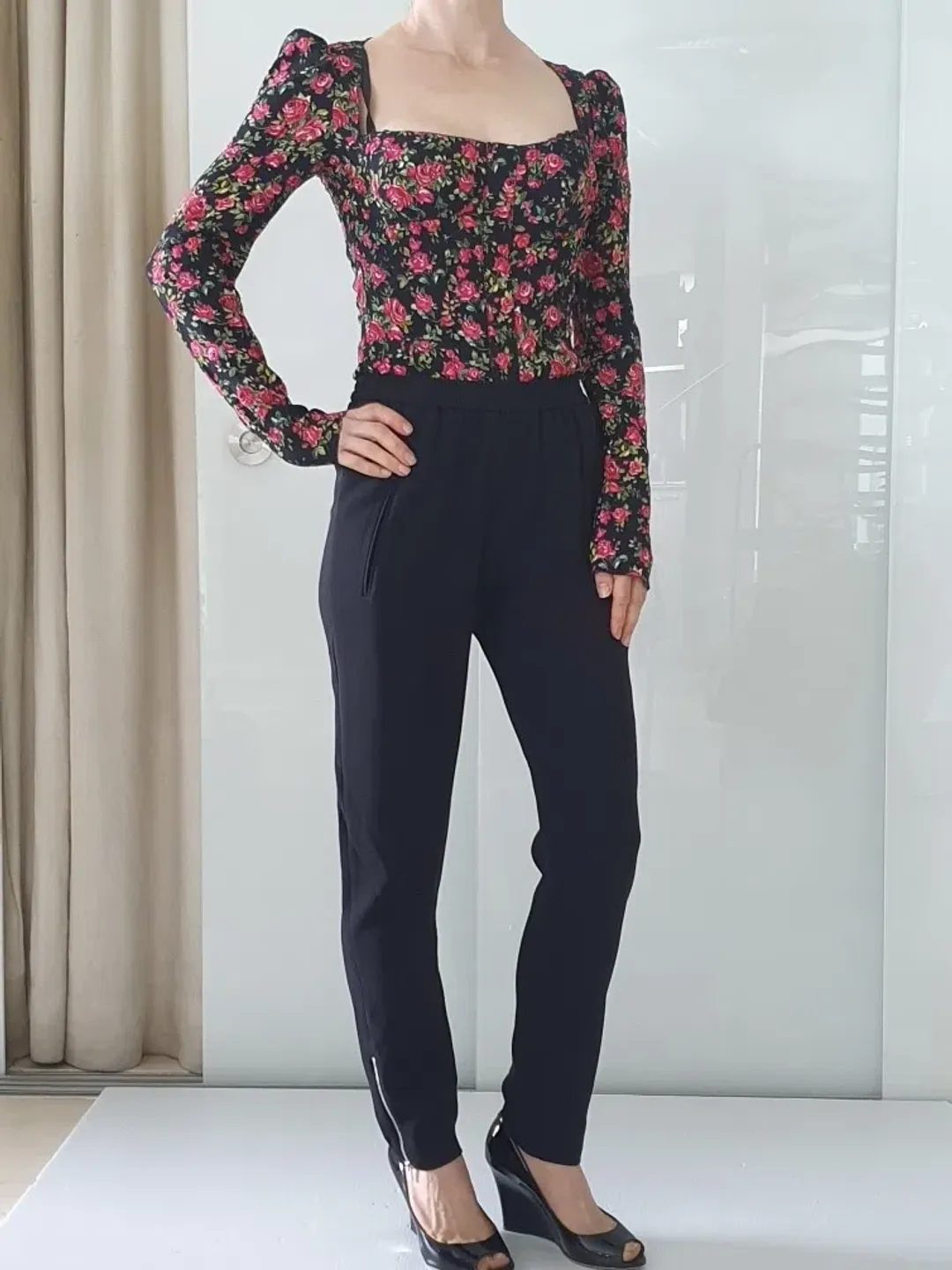 Dolce and Gabbana Long Sleeve Bustier Top Floral Size 6  for rent on The Volte - main image